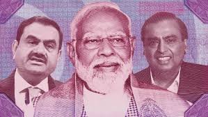 Gautam Adani (left), Narendra Modi (center) and Mukesh Ambani (right) are building modern India. Photo Illustration by Alberto Mier/CNN/Getty Images